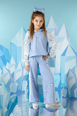 AW24 ADee PAULA Iced Blue Two Tone Diamond Print Flare Tracksuit