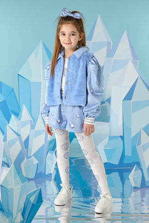 AW24 ADee PIPER Iced Blue Faux Fur Diamond Indoor Jacket