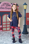 AW24 ADee RIA Navy Blue Baggy Tee Envelope Print Legging Set