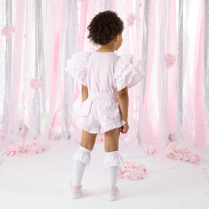 SS25 ADee COCO Pink Frill Logo Shorts Set