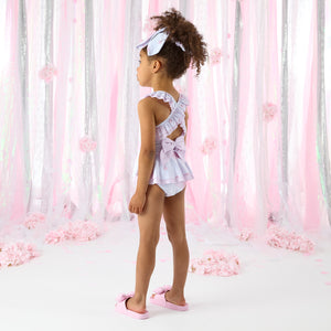 SS25 ADee OCEANA White & Pink Hydrangea Print Frill Swimsuit