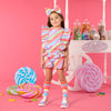 SS25 ADee EFFY Multicoloured Striped Logo Frill Shorts Set