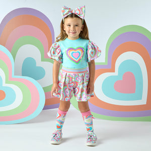 SS25 ADee EMMA Turquoise Heart Print Shorts Set