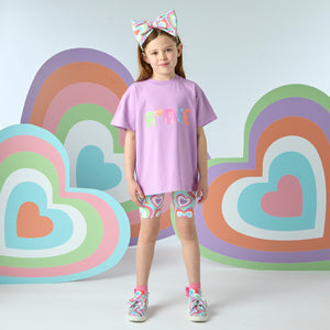 SS25 ADee ELLIE Purple Multicoloured Hearts Cycling Shorts Set