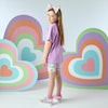 SS25 ADee ELLIE Purple Multicoloured Hearts Cycling Shorts Set