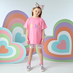 SS25 ADee ELLIE Pink Multicoloured Hearts Cycling Shorts Set