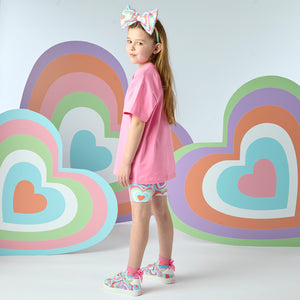 SS25 ADee ELLIE Pink Multicoloured Hearts Cycling Shorts Set