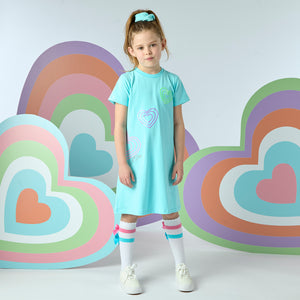 SS25 ADee EVANGELINE Turquoise Triple Hearts Dress