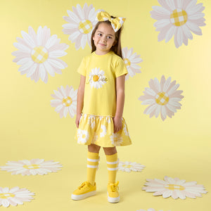 SS25 ADee DOVE White & Yellow Daisy Drop Waist Dress