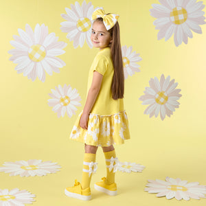 SS25 ADee DOVE White & Yellow Daisy Drop Waist Dress