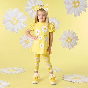 SS25 ADee DELILAH White & Yellow Daisy Print Leggings Set