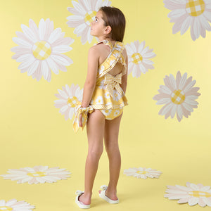 SS25 ADee OCEANA Yellow & White Daisy Print Frill Swimsuit