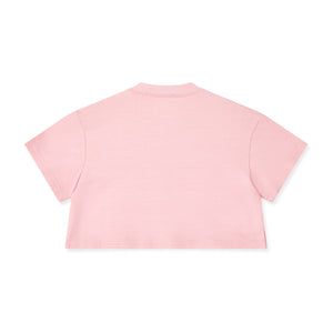 SS25 Bonini SHINE Pink Multicoloured Swirl Logo Crop T-Shirt