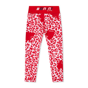 AW24 Bonini SPRINT Red Leopard Print Sport Leggings