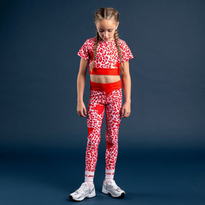 AW24 Bonini SPRINT Red Leopard Print Sport Leggings