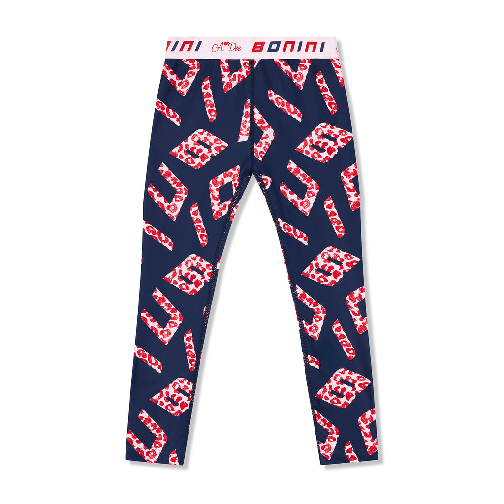 AW24 Bonini INSPIRE Navy Blue Letter Print Sport Leggings