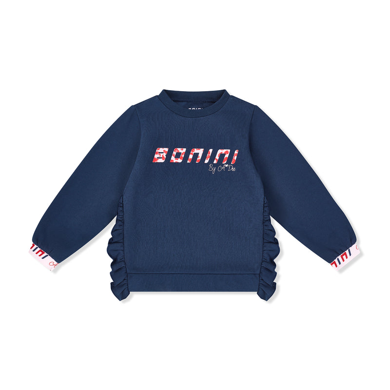 AW24 Bonini STRIVE Navy Blue Tape Frill Sweatshirt