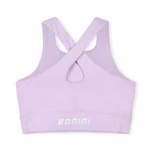 SS25 Bonini ASPIRE Lilac & White Logo Crop Sport Top