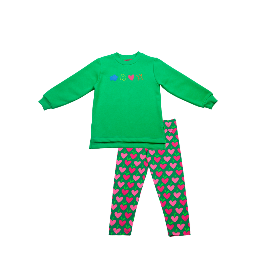 AW24 Agatha Ruiz De La Prada Green & Pink Symbols Strawberry Pattern Legging Set