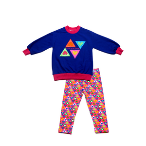 AW24 Agatha Ruiz De La Prada Blue & Pink Heart Zig Zag Logo Legging Set