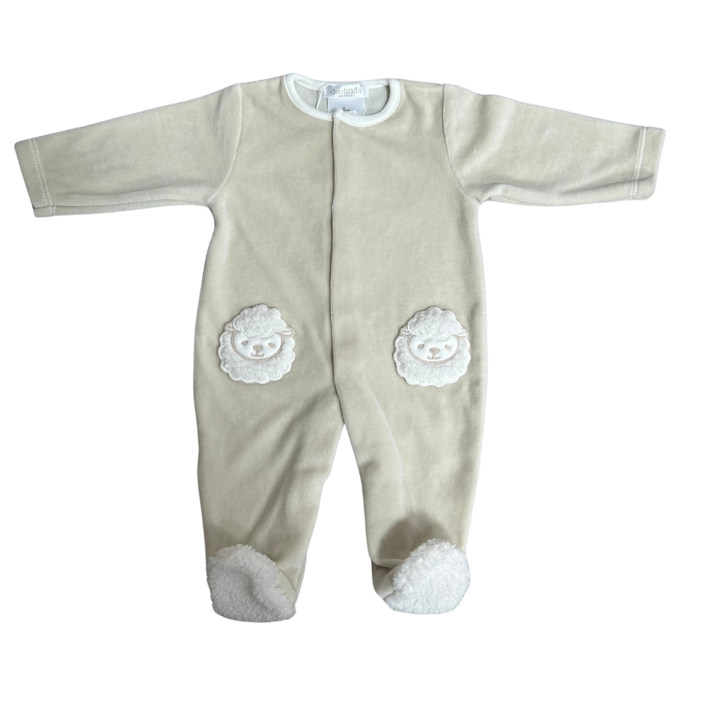 AW24 Deolinda Beige Velour Sheep Babygrow