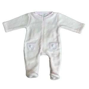 AW24 Deolinda Pink & White Faux Fur Animal Babygrow