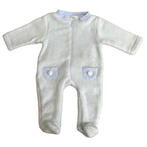 AW24 Deolinda Blue & White Faux Fur Animal Babygrow