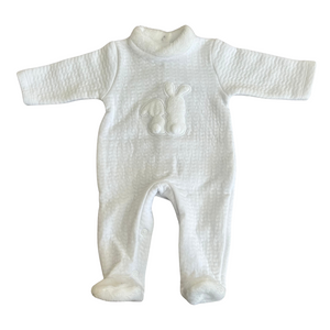 AW24 Deolinda White Faux Fur Collar Bunnies Babygrow