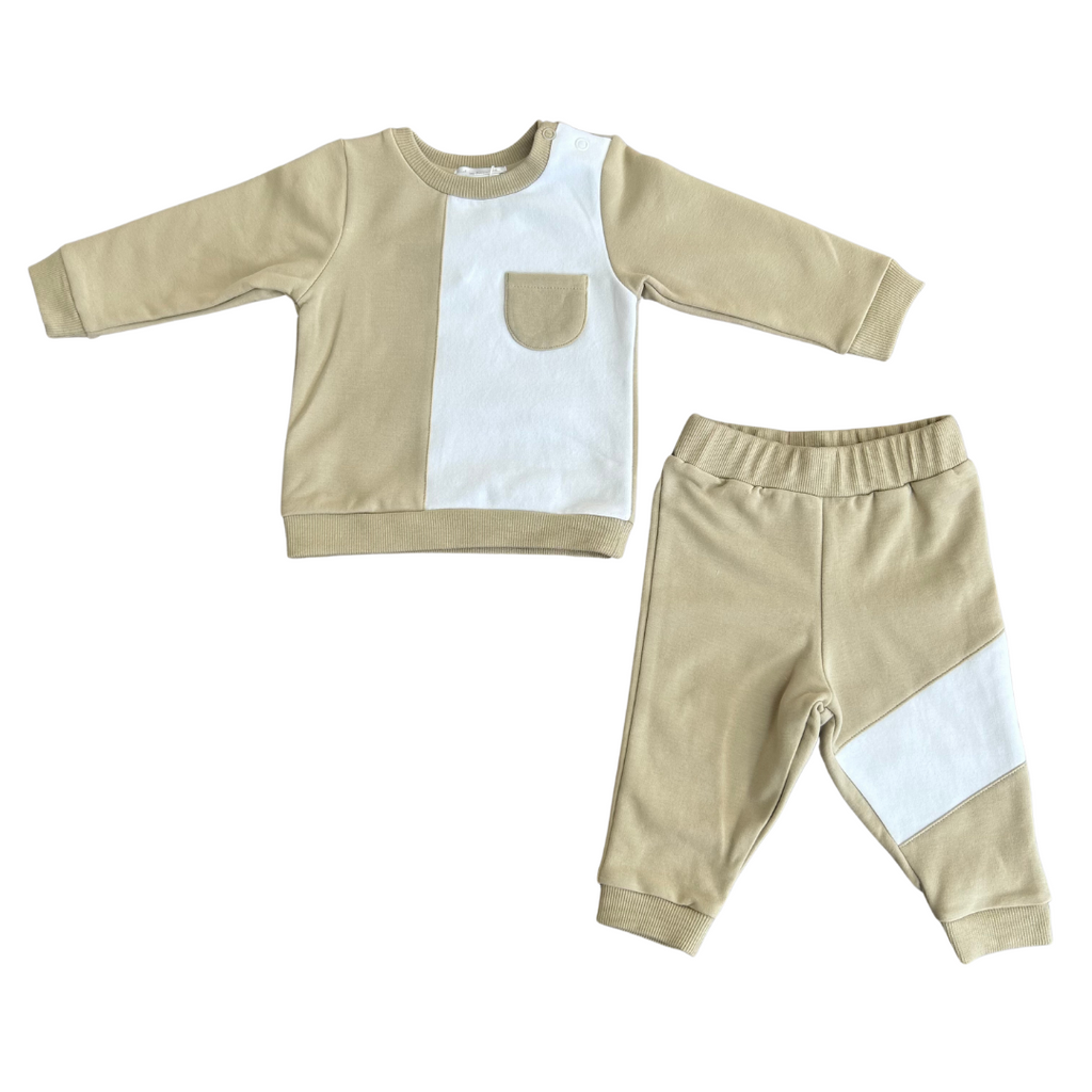 AW24 Deolinda Beige & White Panel Pocket Tracksuit