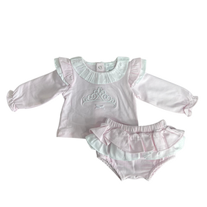 AW24 Deolinda Pink & White Tiara Frill Jam Pant Set