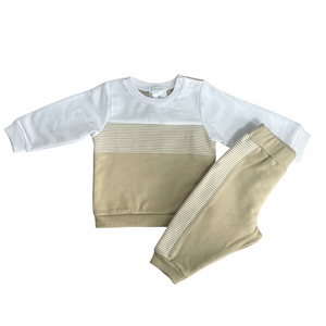 AW24 Deolinda Beige & White Panel Stripe Tracksuit