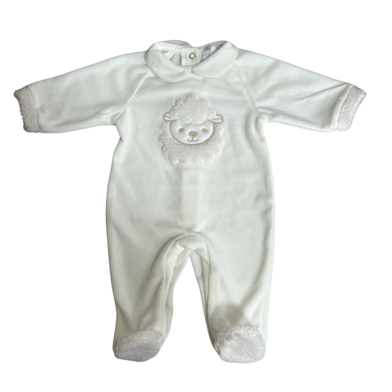 AW24 Deolinda White Velour Sheep Babygrow