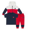 AW24 Mitch & Son BLAKE & BERT Red & Navy Blue Three Piece Logo Badge Zipper Hoody Tracksuit