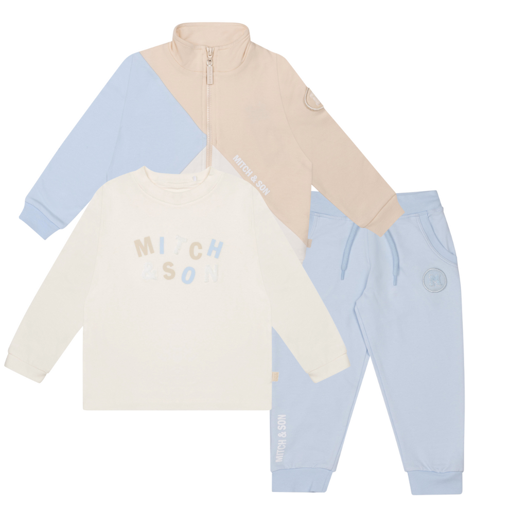 AW24 Mitch & Son ARNOLD & ANT White Cut N Sew Logo Zipper Three Piece Tracksuit