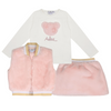 AW24 ADee SALLY & SISI Baby Pink Faux Fur Three Piece Gilet & Skirt Set