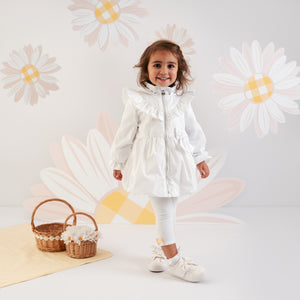 SS25 Little A BOBBIE White Bow Frill Hooded Jacket