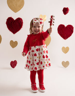 AW24 Little A HARLOW Red Heart Print Dress