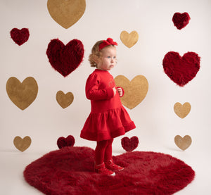 AW24 Little A HARMONY Red Heart Faux Fur Dress