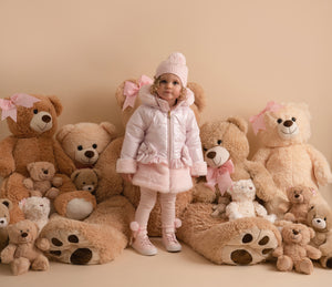 AW24 Little A HONEY Baby Pink Faux Fur Padded Jacket