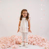 SS25 Little A ALEXA White & Pink Bunny Print Frill Leggings Set