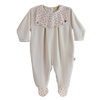 AW24 Baby Gi Ivory Velour Floral Scallop Babygrow