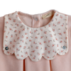 AW24 Baby Gi Peach Pink Velour Floral Scallop Babygrow