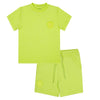 SS24 Mitch & Son Junior WILSON & WOLF Lime Sherbet Rubber Logo T-Shirt & Sweat Short Set