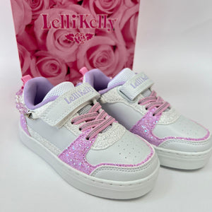 SS24 Lelli Kelly GIOIELLO White & Purple Glitter Bead Trainers