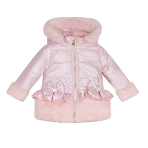 AW24 Little A HONEY Baby Pink Faux Fur Padded Jacket