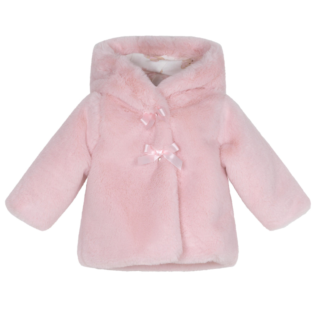 AW24 Little A GABRIELLA Baby Pink Faux Fur Hooded Jacket