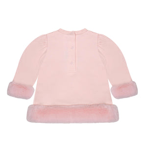 AW24 Little A GOLDIE Baby Pink Faux Fur Bear Dress