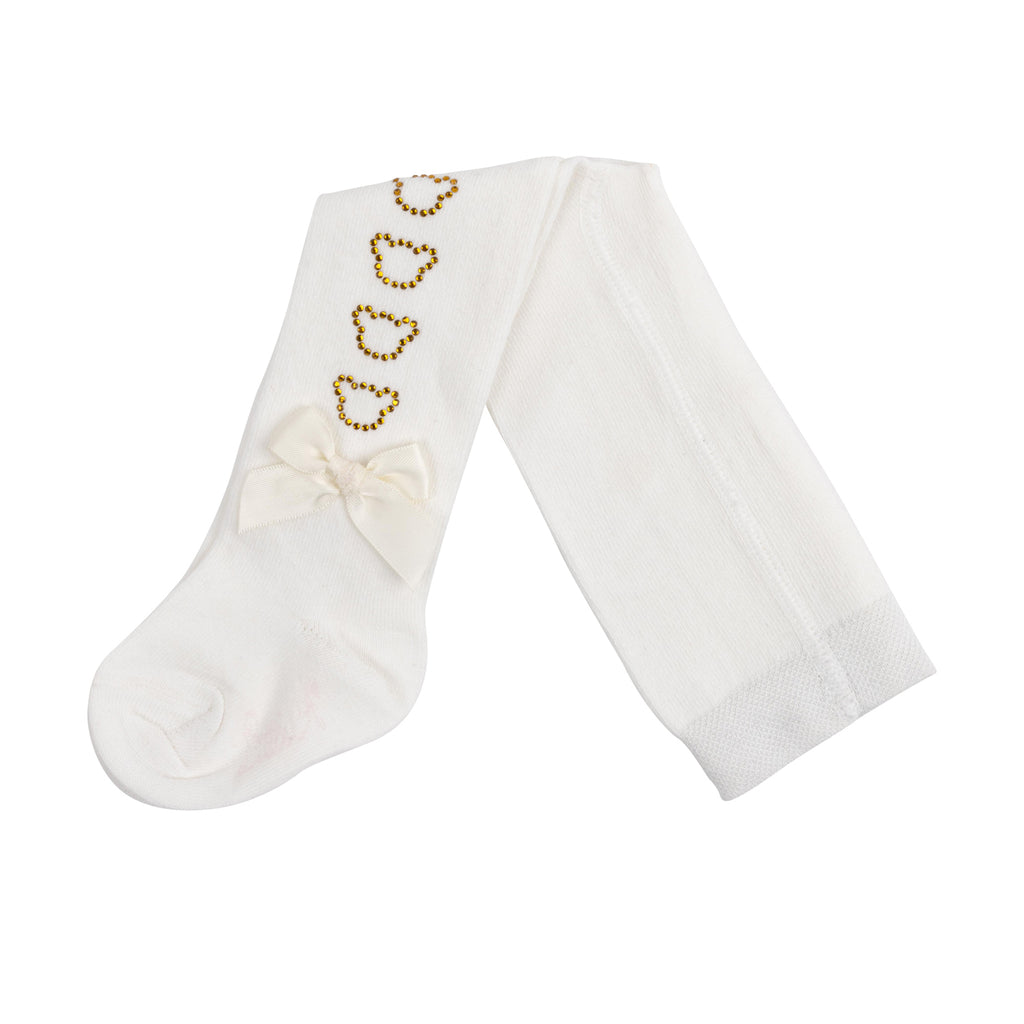 AW24 Little A GLADYS Snow White Diamanté Bear Tights