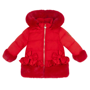 AW24 Little A HONEY Red Faux Fur Padded Jacket