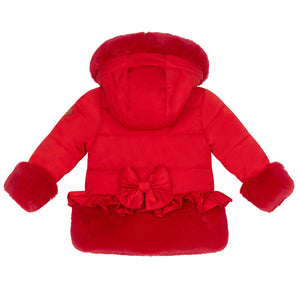 AW24 Little A HONEY Red Faux Fur Padded Jacket